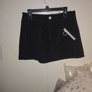 UNIF Black Women's Skirt with White Stitching